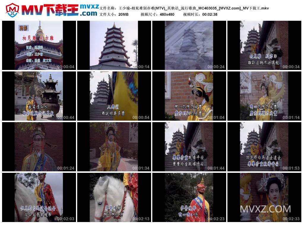 王少瑜-相见难别亦难(MTV)_其他语_流行歌曲_MC403035